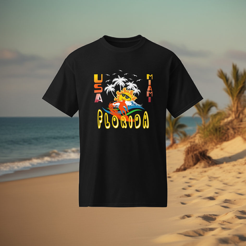 Miami Surf & Sun Tee – DryBlend® Graphic Shirt for Coastal Vibes